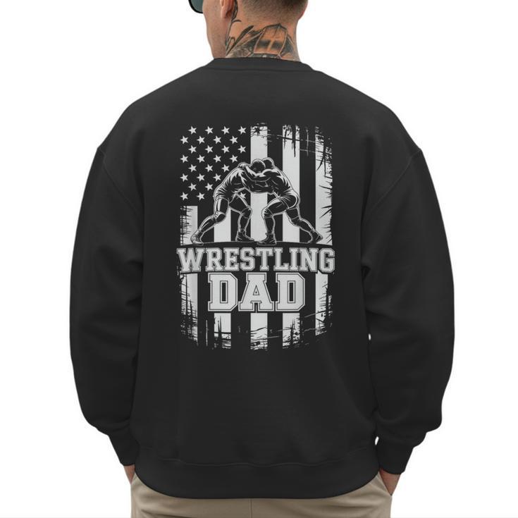 Wrestling Dad US Flag Fathers Day Wrestling Fans Men's Sweatshirt Back Print