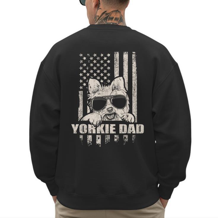 Yorkie Dad Cool Vintage Retro Proud American Men's Sweatshirt Back Print
