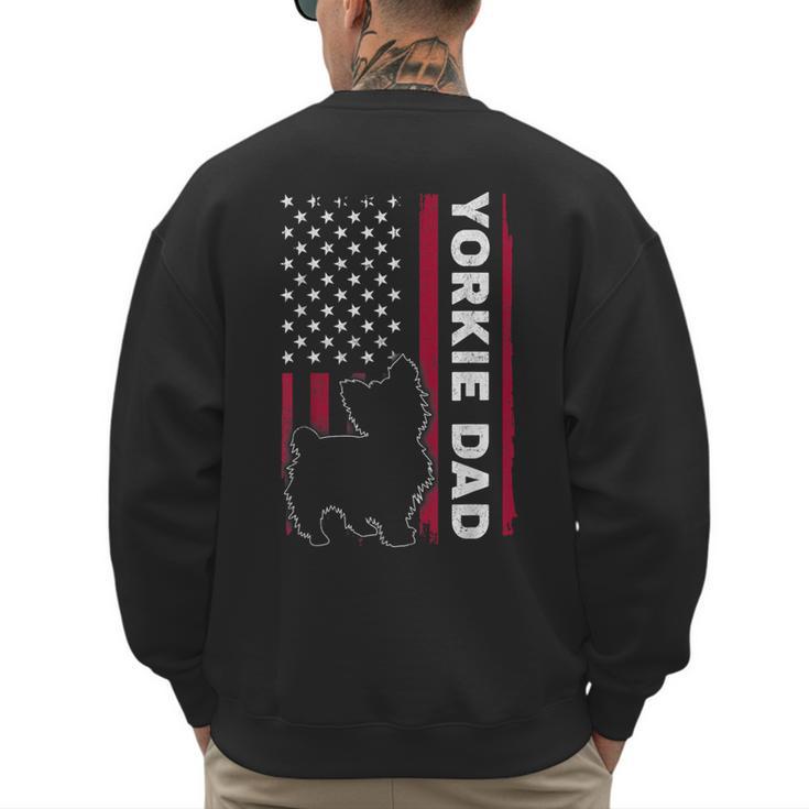 Yorkie Dog Vintage US American Flag Yorkie Dad Fathers Day Men's Sweatshirt Back Print