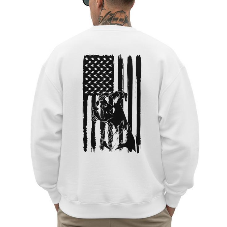 American Flag USA Patriot Boxer Dog Dad Men's Sweatshirt Back Print