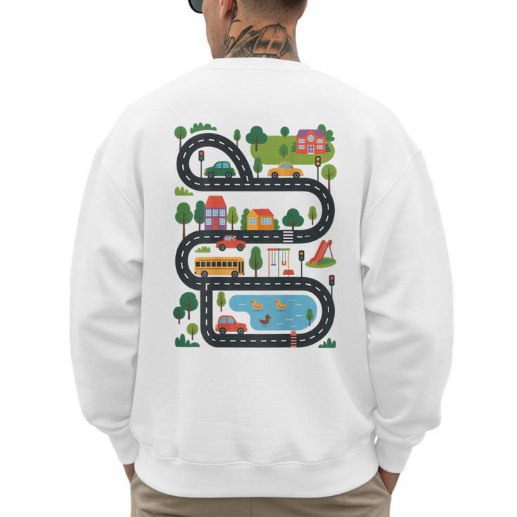 On Back Tired Dads Club Car Race Track On Dad Daddy Men's Sweatshirt Back Print