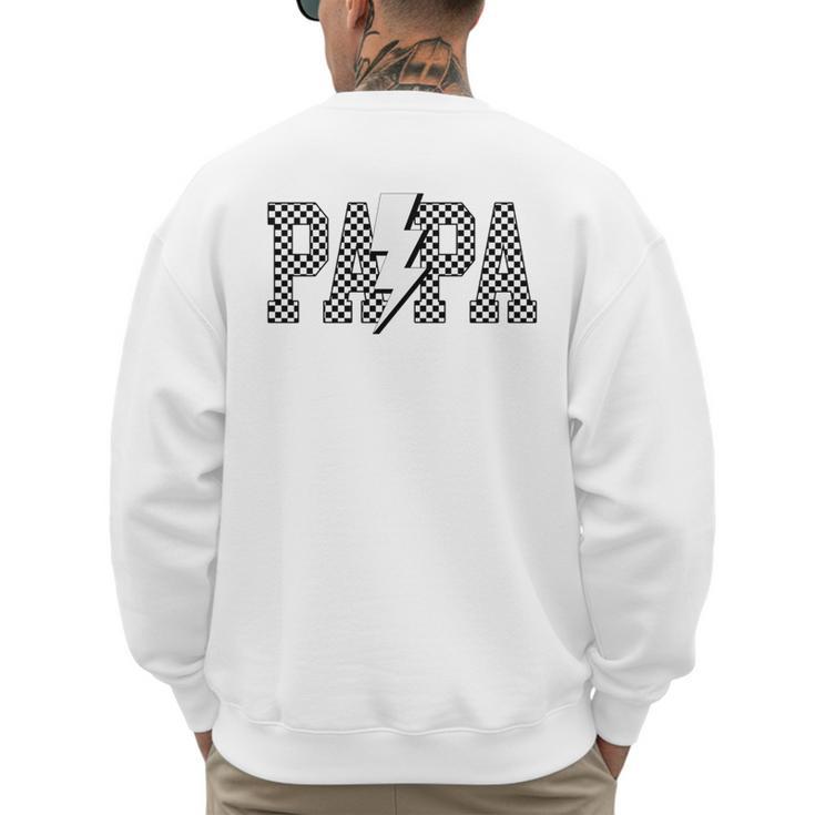 Checkered Papa Lightning Bolt Fathers Day Dad Grandpa Men's Sweatshirt Back Print