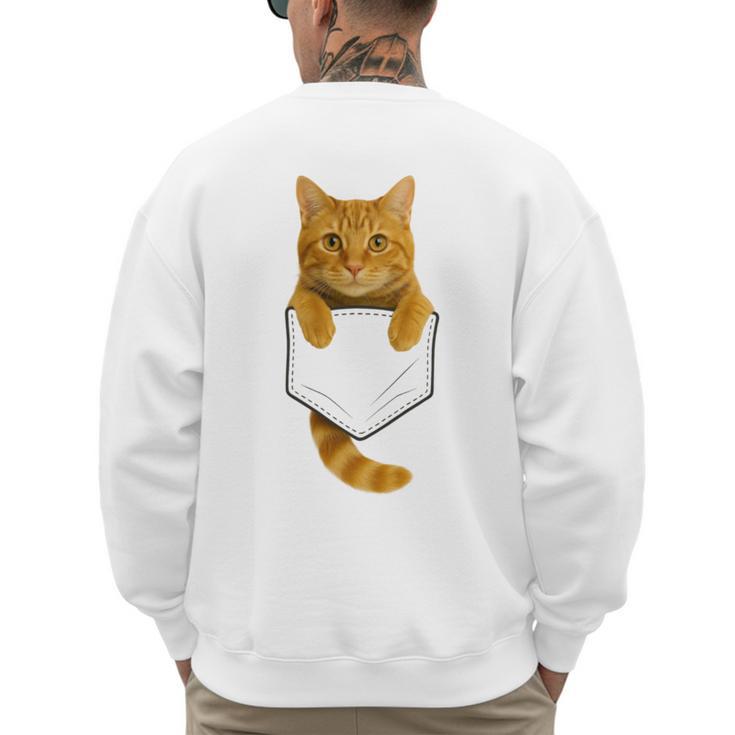Cute Tabby Cat Pocket Cat Mom Cat Dad Cat Lover Men's Sweatshirt Back Print