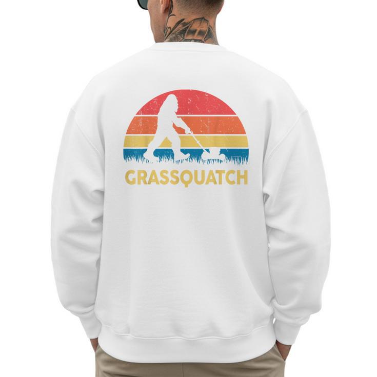 Dad Lawn Mowing Grassquatch Bigfoot Mower  Garden Men's Sweatshirt Back Print