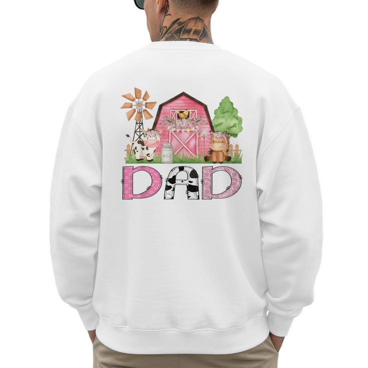 Dad Pink Farm Animal Birthday Kids Matching Family Men's Sweatshirt Back Print
