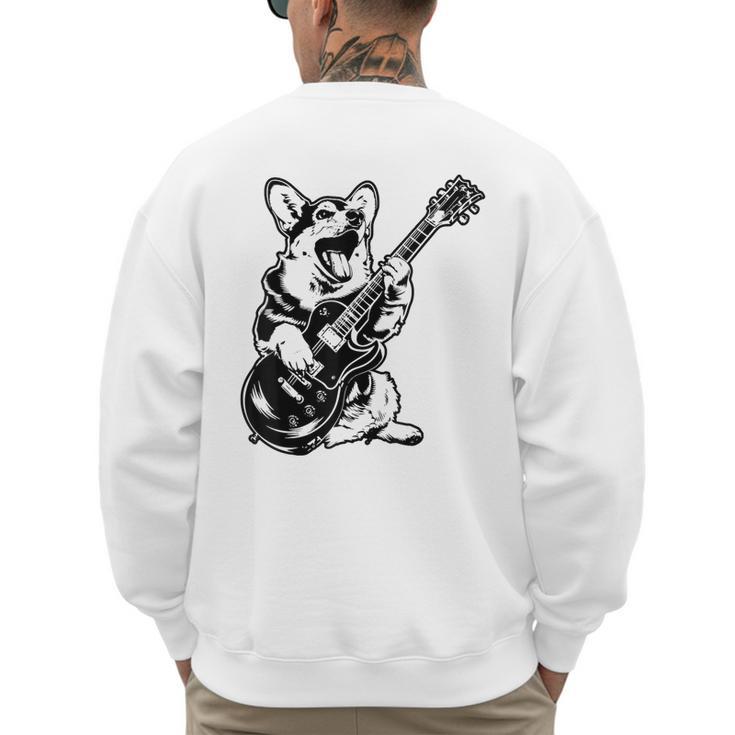 Dog Guitarist Guitar Pembroke Welsh Corgi Dad Mom Men's Sweatshirt Back Print