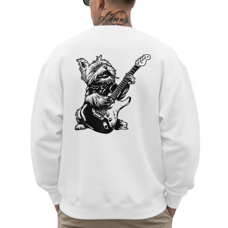Dog Guitarist Guitar Yorkie Dad Mom For Men Women Men's Sweatshirt Back Print