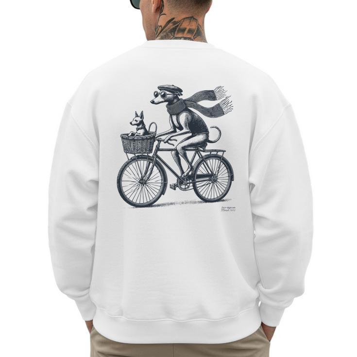 Italian Greyhound Whippet Bicycle Cycling Dog Mom Iggy Dad Men's Sweatshirt Back Print