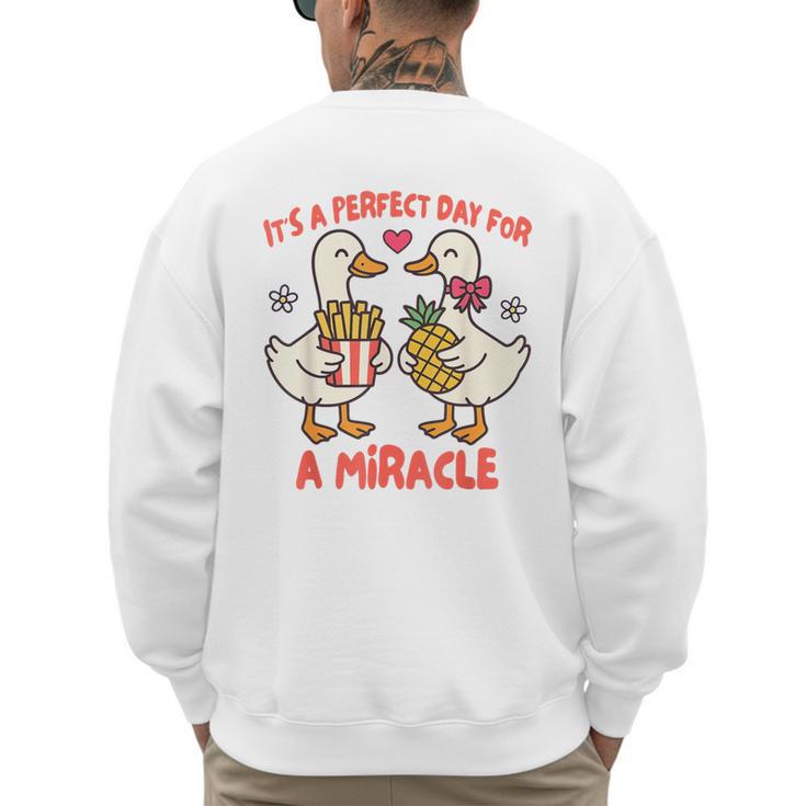 IVF Mom Dad Embryo Transfer Day It's A Day For A Miracle Men's Sweatshirt Back Print