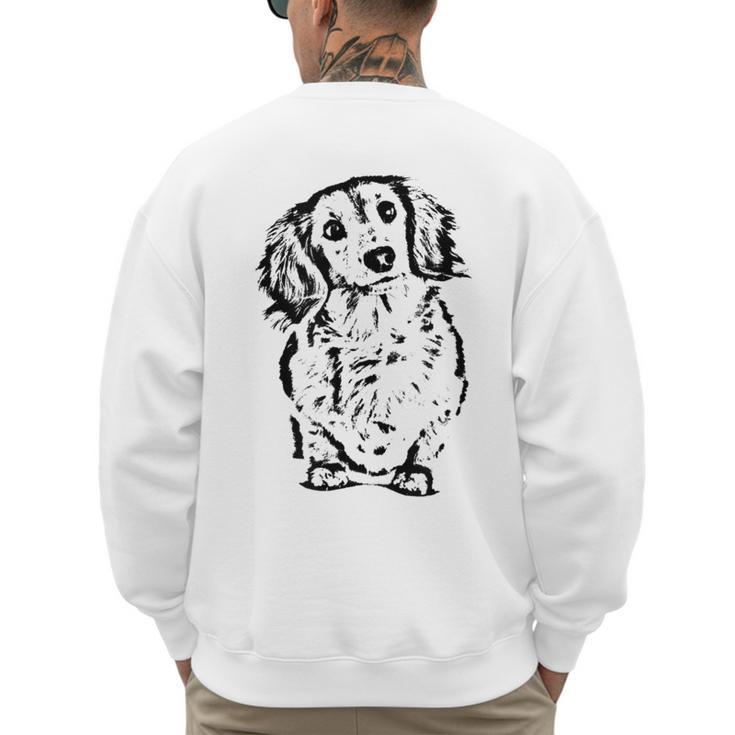 Long Hair Dachshund Lover Doxie Mom Dad Cute Wiener Dog Small Men's Sweatshirt Back Print