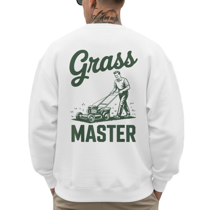 Push Lawn Mower Legend Grass Master Dad Mowing Men's Sweatshirt Back Print