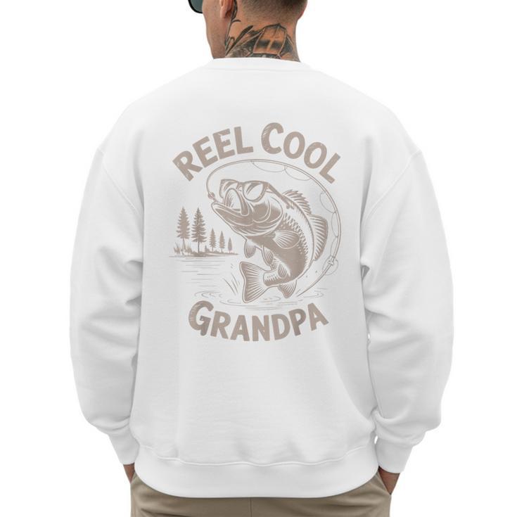 Reel Cool Great Grandpa Step Dad Fishing Father Day Men's Sweatshirt Back Print
