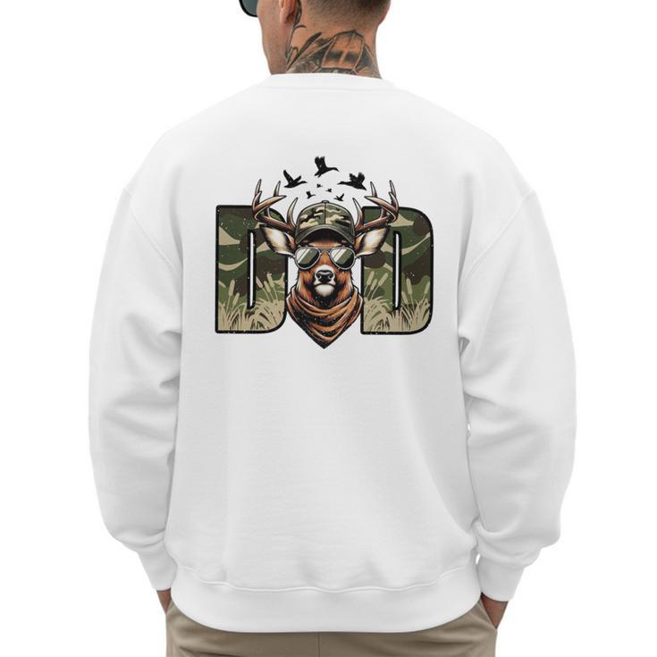 Retro Camo Dad Hunting Camouflage Deer Matching Men's Sweatshirt Back Print
