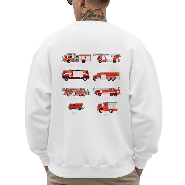 Toddler Boy Types Of FireTruck Firefighter Baby Dad Fireman Men's Sweatshirt Back Print