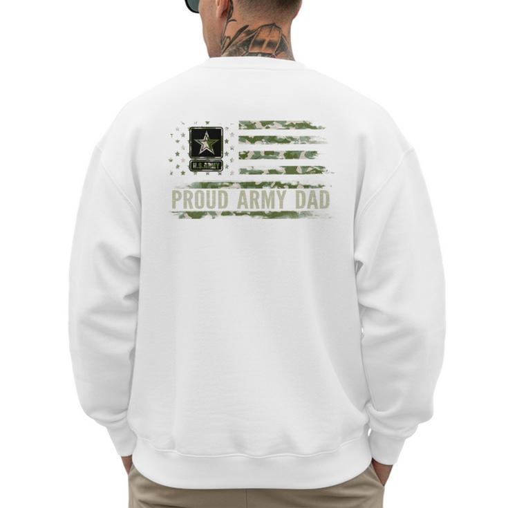 Vintage Proud Army Dad Camo American Flag Veteran Men's Sweatshirt Back Print