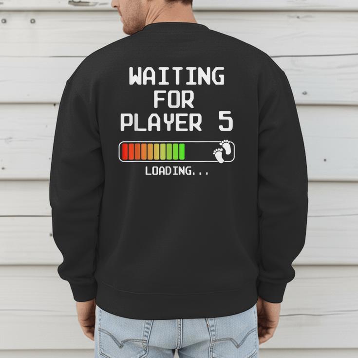 3rd Time Dad Mom Waiting For Player 5 Baby 3 Announcement Men's Sweatshirt Back Print