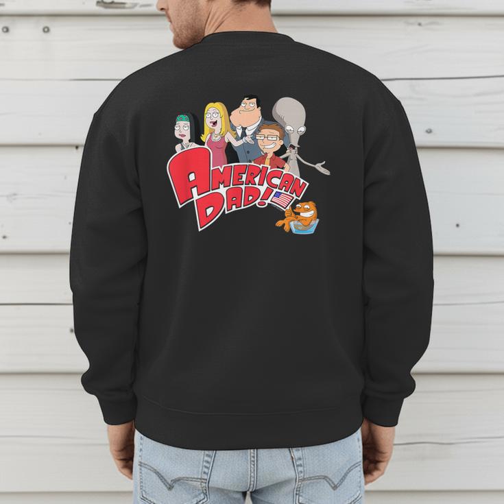 American Dad Show Logo With Family Cartoon Men's Sweatshirt Back Print