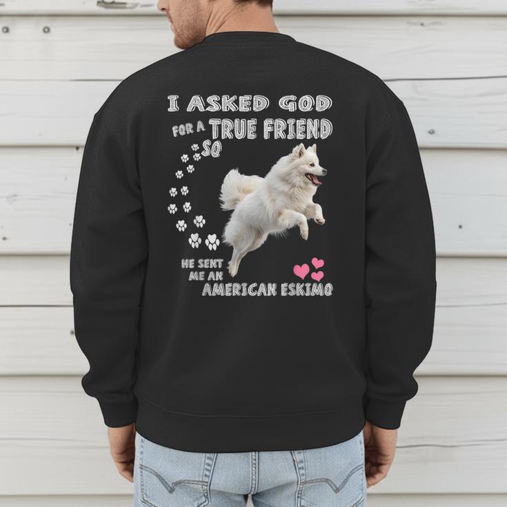 American Eskimo Dog Mom Eskie Dad Art Eskie Lover Quote Men's Sweatshirt Back Print