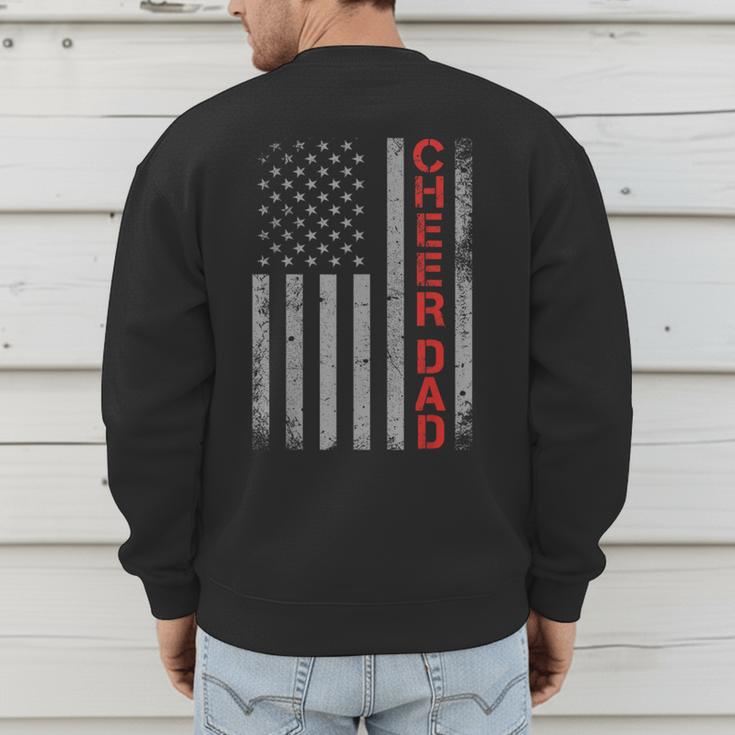 American Flag Cheer Dad Vintage Patriotic Father Cheerleader Men's Sweatshirt Back Print