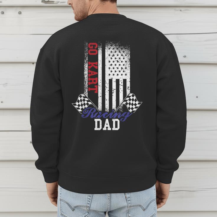 American Flag Go Kart Racing Race Dad Flag Men's Sweatshirt Back Print