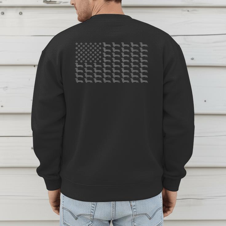 American Flag Vintage Patriotic Dachshund Dad Weiner Dog Men's Sweatshirt Back Print