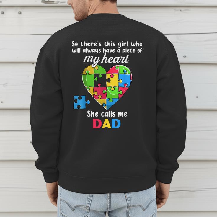 Autism Dad Of Autism Daughter Daddy Shirts Autistic Support Men's Sweatshirt Back Print