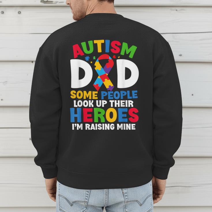 Autism Dad Puzzle Ribbon Proud Son Hero Autism Awareness Men's Sweatshirt Back Print