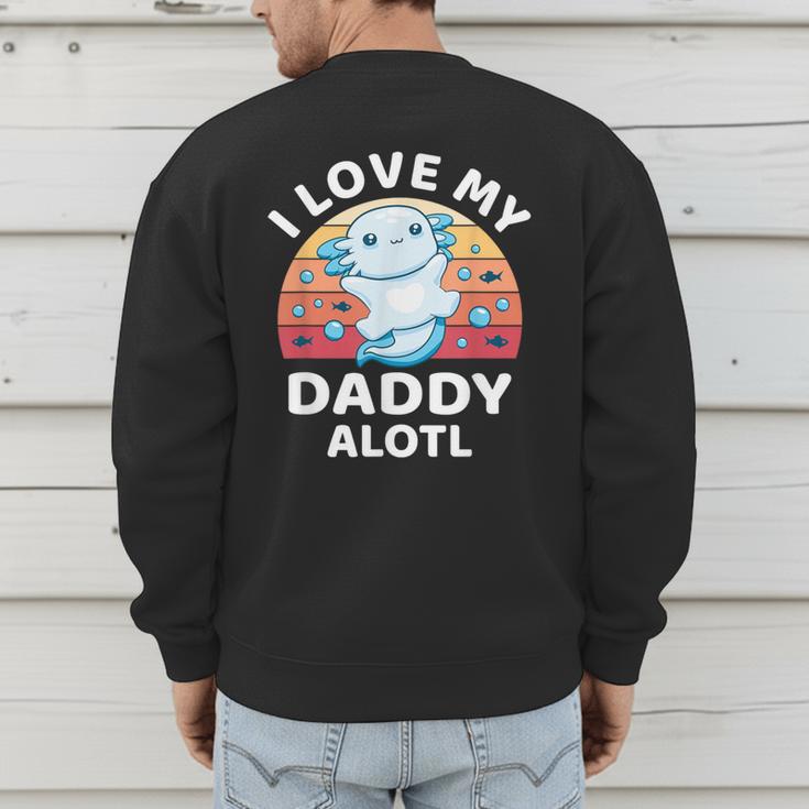 Axolotl Kids Teens Retro Sunset I Love My Daddy Men's Sweatshirt Back Print