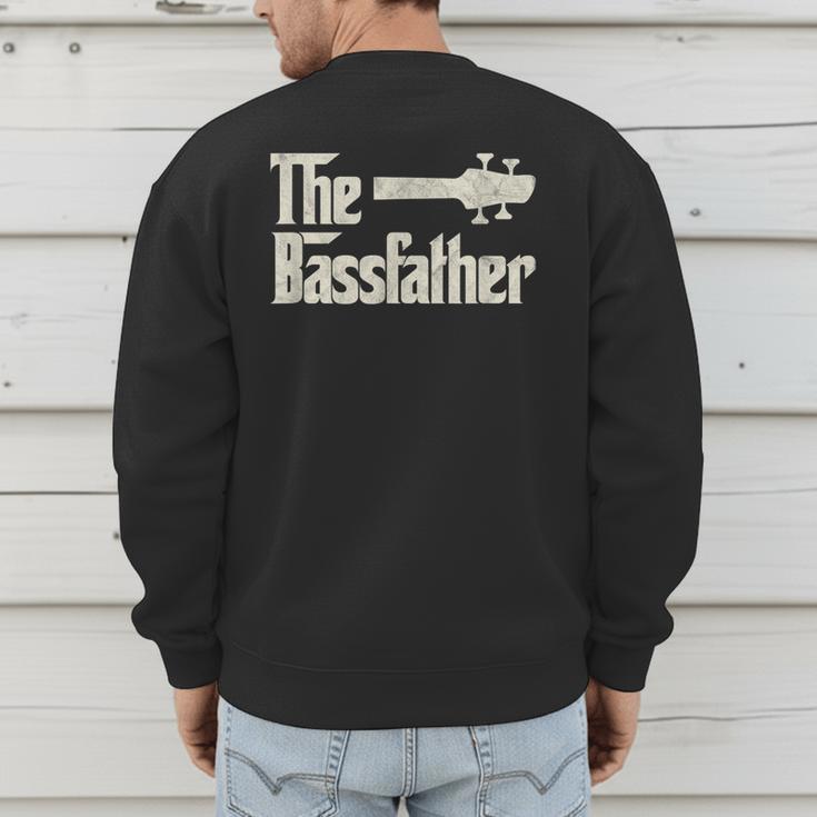 The Bassfather Distressed Bass Player Dad Fathers Day Men's Sweatshirt Back Print
