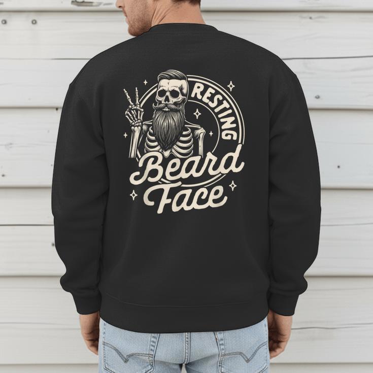 Bearded Dad Daddy Papa Father’s Day Resting Beard Face Men's Sweatshirt Back Print