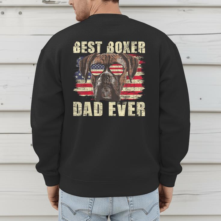 Best Boxer Dad Ever USA Flag American Dog Animal Lover Men's Sweatshirt Back Print