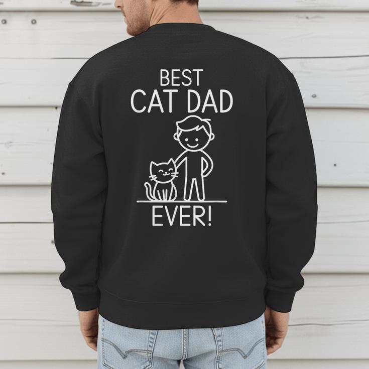 Best Cat Dad Ever Fun Line Art Illustration Men's Sweatshirt Back Print Best Cat Dad Ever Fun Line Art Illustration Men's Sweatshirt Back Print