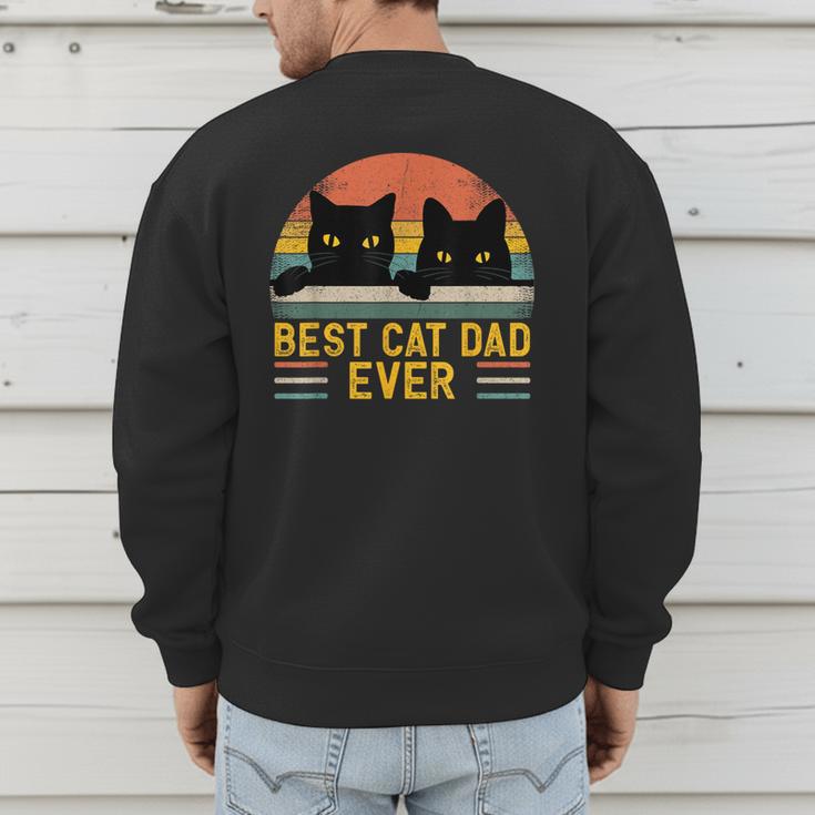 Best Cat Dad Ever Retro Style Cats Lover Men's Sweatshirt Back Print
