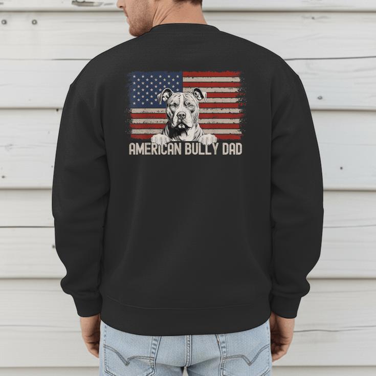 Best Dog Dad Ever American Flag American Bully Dad Men's Sweatshirt Back Print