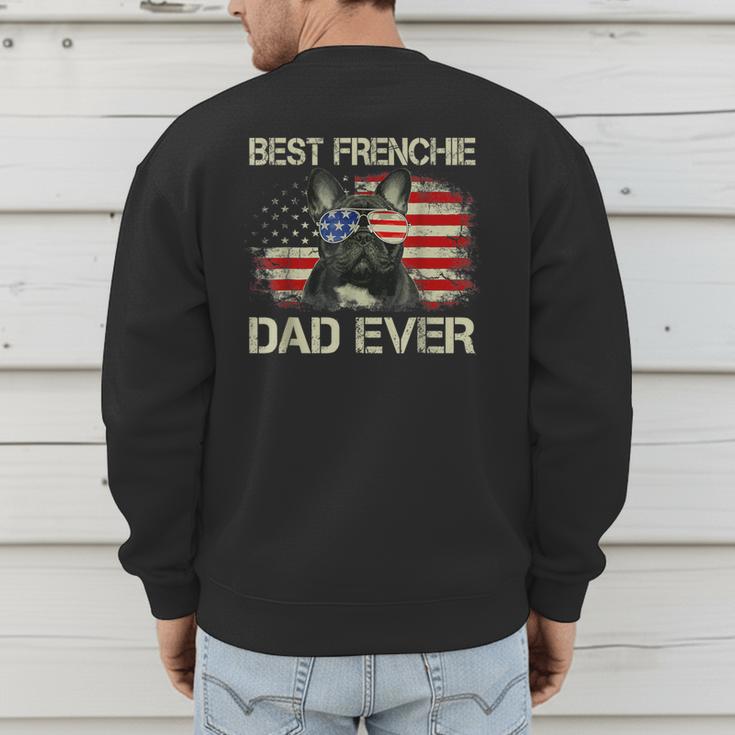 Best Frenchie Dad Ever Bulldog American Flag Men's Sweatshirt Back Print