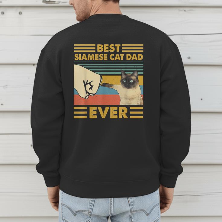 Best Siamese Cat Dad Ever Retro Vintage Sunset Men's Sweatshirt Back Print
