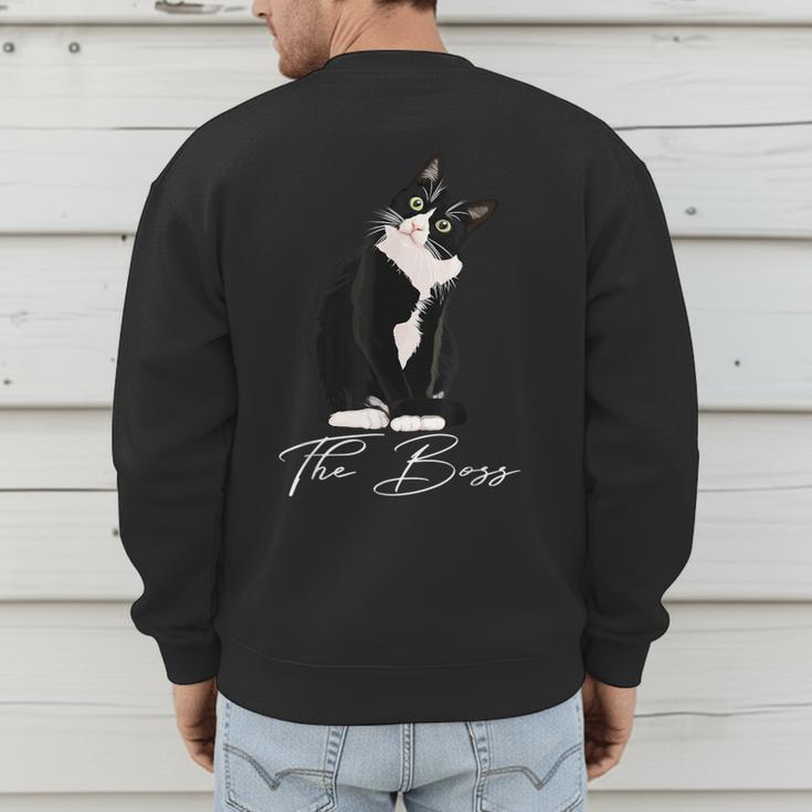 Boss Tuxedo Cat Lovers Tee Shirt For Mom Dad Men's Sweatshirt Back Print