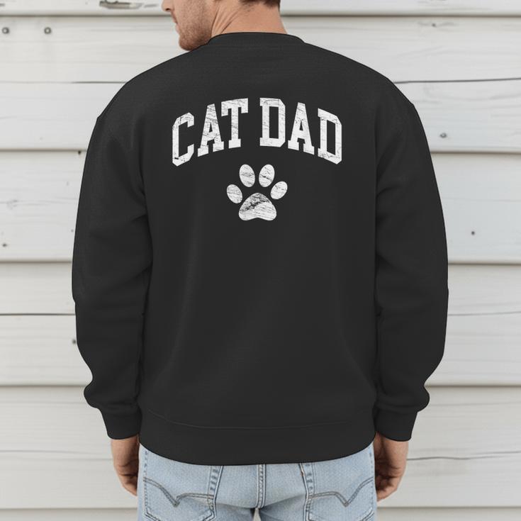 Cat Dad Vintage Distressed Cat Paw Men's Sweatshirt Back Print