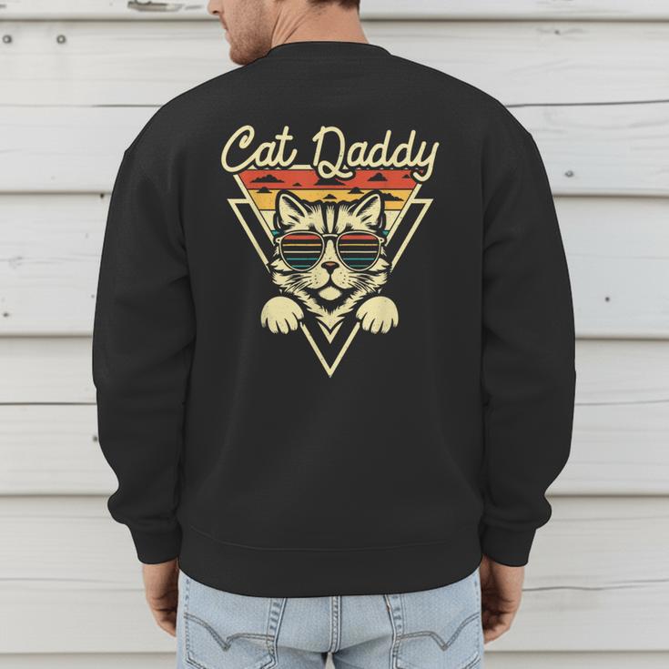 Cat Daddy Retro Sunglasses Cat Fur Dad Papa Vintage Cat Dad Men's Sweatshirt Back Print