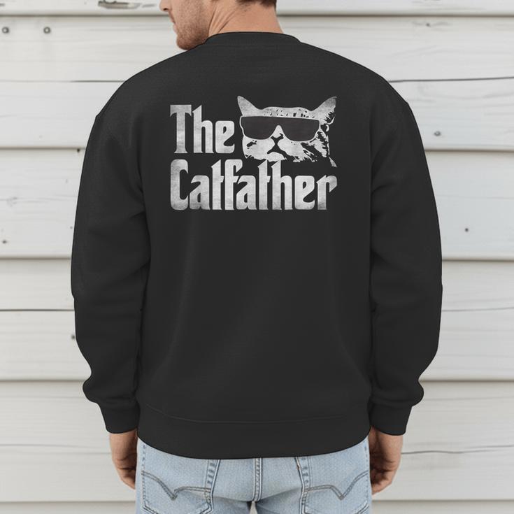 The Catfather Cat Dad Fathers Day Vintage Father's Day Men's Sweatshirt Back Print