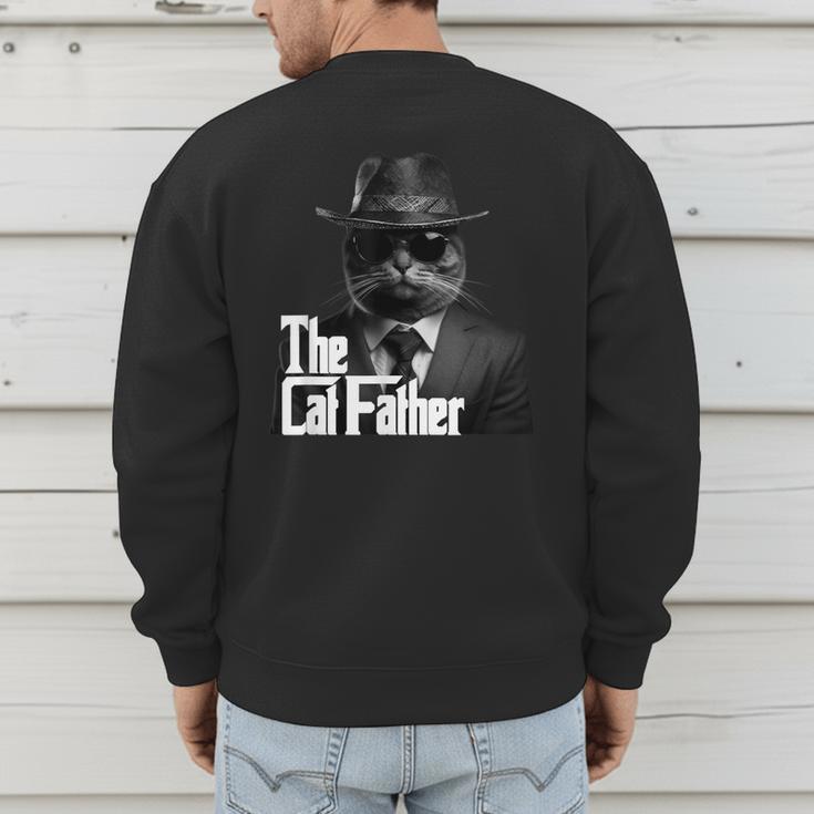 The Catfather Fathersday Best Birthday Cat Dad Men's Sweatshirt Back Print