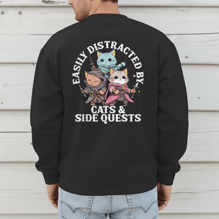 Cats Side Quest Distracted Tabletop Men Women Kids Dad Men's Sweatshirt Back Print