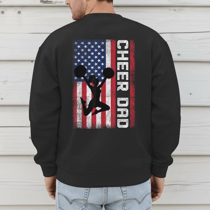 Cheer Dad American Flag Cheerleader Support Men's Sweatshirt Back Print