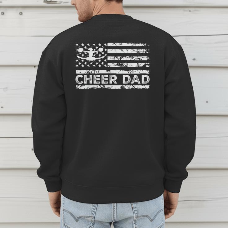 Cheer Dad Cheerleading American Flag Proud Cheer Father Men's Sweatshirt Back Print