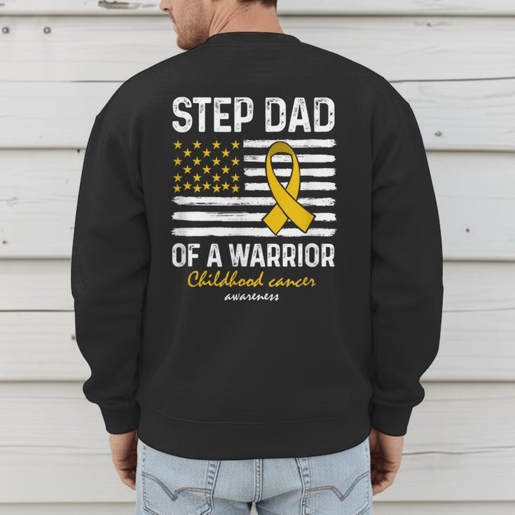 Childhood Cancer Survivor Support Step Dad Of A Warrior Men's Sweatshirt Back Print