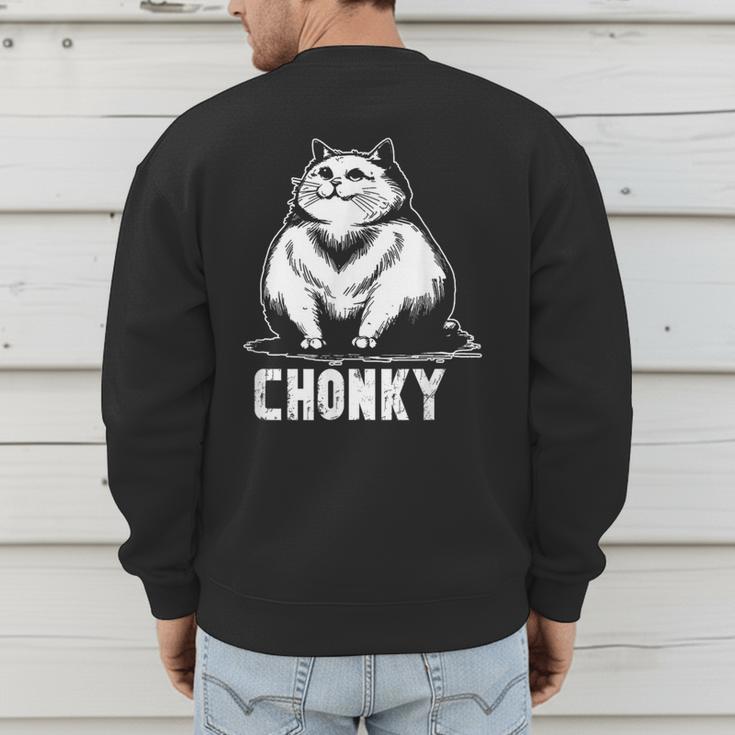 Chonk Fat And Hairy Cat Cats Kittens Dad Graphic Mom Funny Men's Sweatshirt Back Print Chonk Fat And Hairy Cat Cats Kittens Dad Graphic Mom Funny Men's Sweatshirt Back Print