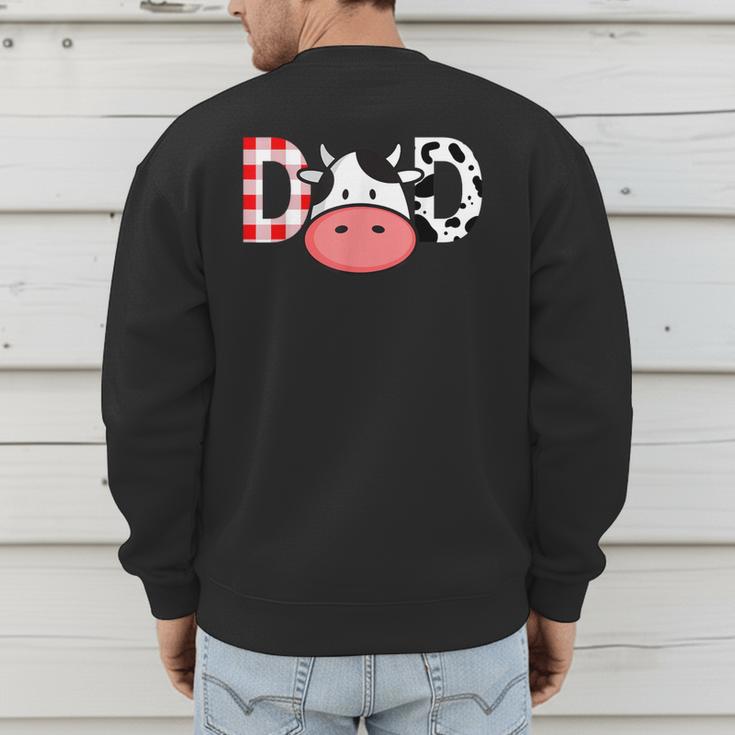 Cow Mom Or Dad Birthday Farm Birthday Party Men's Sweatshirt Back Print