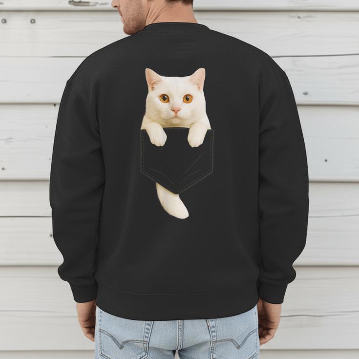 Cute Cat Pocket Cat Mom Cat Dad Cat Lover Men's Sweatshirt Back Print