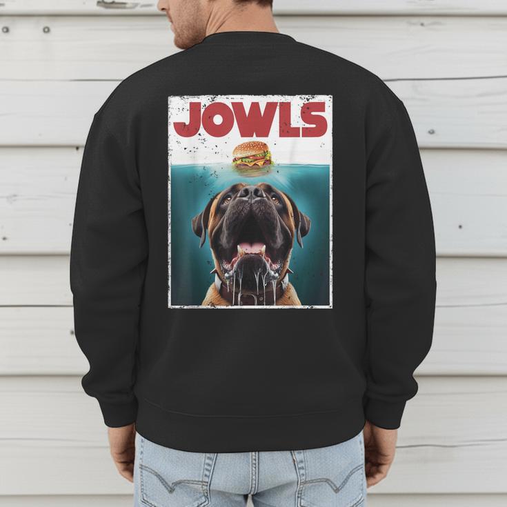 Cute English Mastiff Jowls Burger Bullmastiff Dog Mom Dad Men's Sweatshirt Back Print
