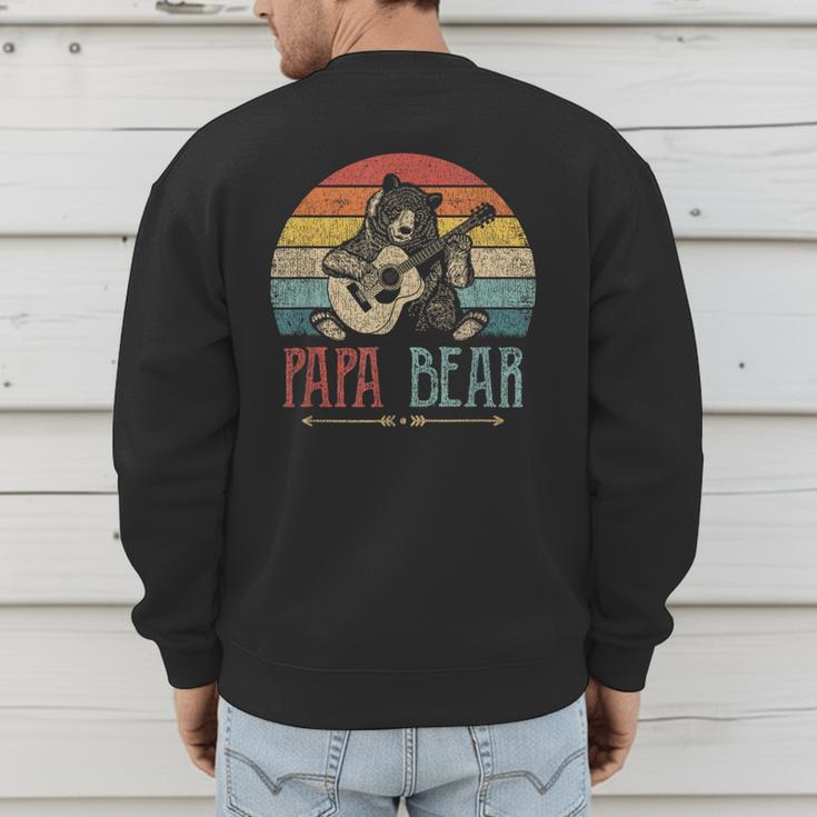 Cute Papa Bear Vintage Father's Day Retro Dad Guitar Men's Sweatshirt Back Print